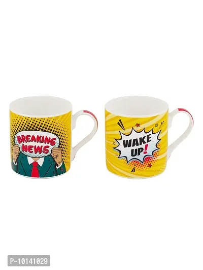 GOODHOMES Fine Bone China Tea Cups/Coffee Mugs with Slogan (Set of 2 Cups). (Made in India), Multicolor (ZOE-MM-15-18)-thumb3