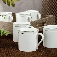 SONAKI Bone China Tea Cups/Coffee Mugs with Real Gold Line (White) -140 ml -Set of 6 Mugs (SMI-S-H001-GL)-thumb1