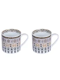 Goodhomes Fine Bone China Mug Set with Real Gold and Black Color Design, Set of 2 Cups-thumb1