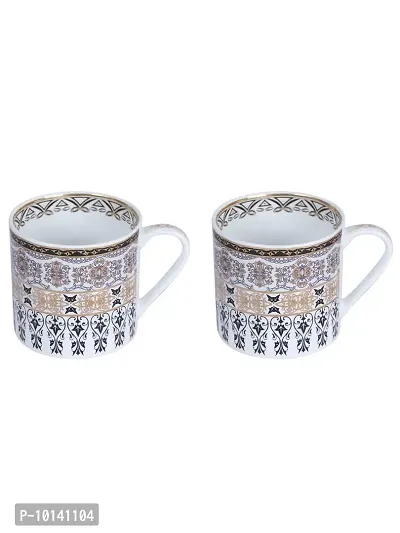 Goodhomes Fine Bone China Mug Set with Real Gold and Black Color Design, Set of 2 Cups-thumb2