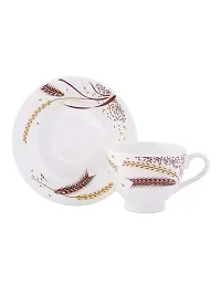 SONAKI Bone China Cup and Saucer Set - Set of 12, White, 160ml-thumb1