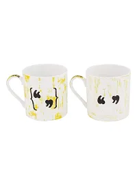 GOODHOMES Fine Bone China Tea Cups/Coffee Mugs with Slogan (Set of 2 Cups). (Made in India), Multicolor (ZOE-MM-13-14)-thumb2