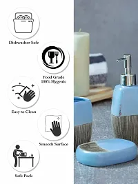 Goodhomes Ceramic Colorful Bathroom Set (Set of 1pc Each Soap Dispenser, Soap Dish, Tumbler & Toothbrush Holder), JY1322-BLUE-thumb3