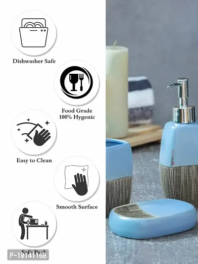 Goodhomes Ceramic Colorful Bathroom Set (Set of 1pc Each Soap Dispenser, Soap Dish, Tumbler & Toothbrush Holder), JY1322-BLUE-thumb4