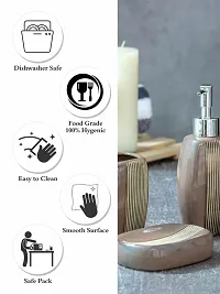 Goodhomes Ceramic Colorful Bathroom Set (Set of 1pc Each Soap Dispenser, Soap Dish, Tumbler & Toothbrush Holder), JY1323-BROWN-thumb3