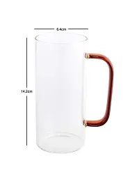 Goodhomes Glass Mug with Color Handle (Transparent , Set of 2pcs)-thumb2