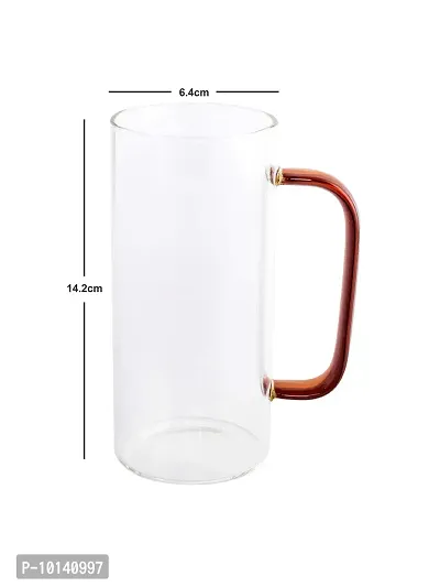 Goodhomes Glass Mug with Color Handle (Transparent , Set of 2pcs)-thumb3