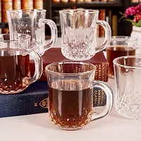 Goodhomes Crystal Transparent Glass Tea Cups Coffee Mugs Set of 6 Pieces 210ml-thumb1