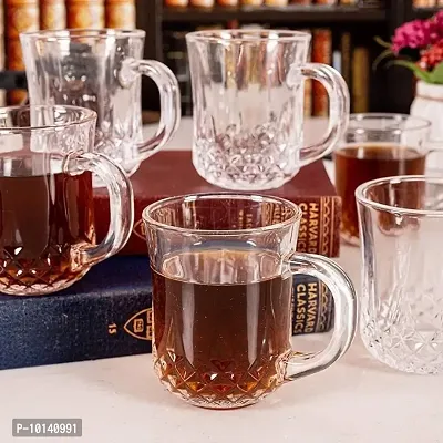 Goodhomes Crystal Transparent Glass Tea Cups Coffee Mugs Set of 6 Pieces 210ml-thumb2