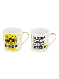 GOODHOMES Fine Bone China Tea Cups/Coffee Mugs with Slogan (Set of 2 Cups). (Made in India), Multicolor (ZOE-MM-13-14)-thumb1