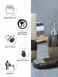 Goodhomes Ceramic Colorful Bathroom Set (Set of 1pc Each Soap Dispenser, Soap Dish, Tumbler & Toothbrush Holder), JY1322-BLACK-thumb3