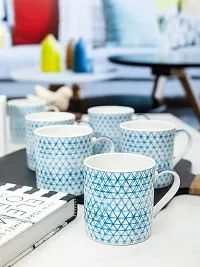 Goodhomes Bone China Tea Cups/Coffee Mugs with Indigo Print (Set of 6 Mugs). (Made in India)-thumb4