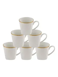 SONAKI Bone China Tea Cups/Coffee Mugs with Real Gold Line, Small , White -Set of 6-thumb3