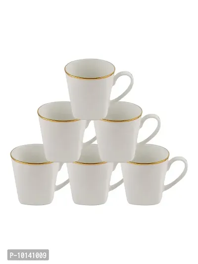 SONAKI Bone China Tea Cups/Coffee Mugs with Real Gold Line, Small , White -Set of 6-thumb4