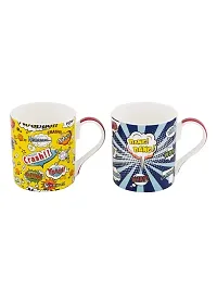 GOODHOMES Bang ! Bang ! Bone China Mug Set - Made in India (Multicolour) -4 Pieces-thumb2