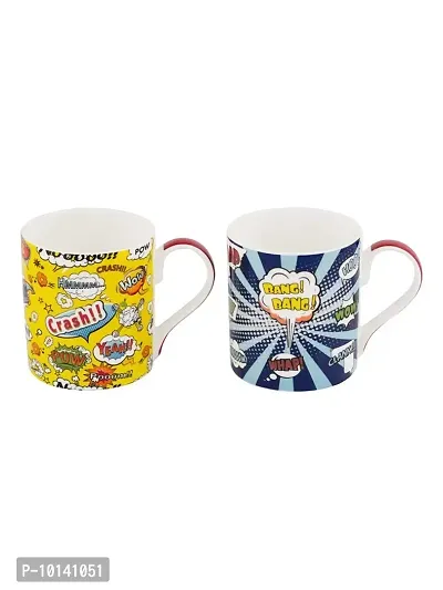 GOODHOMES Bang ! Bang ! Bone China Mug Set - Made in India (Multicolour) -4 Pieces-thumb3