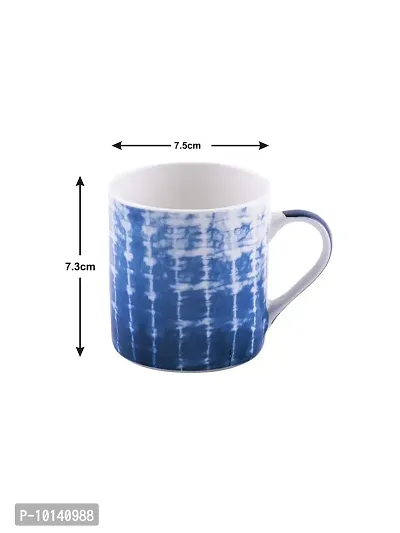 Goodhomes Bone China Tea Cups/Coffee Mugs with Indigo Print (Set of 6 Mugs). (Made in India)-thumb3