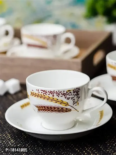 SONAKI Bone China Cup and Saucer Set - Set of 12, White, 160ml