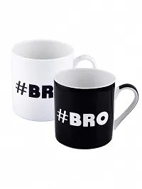 GOODHOMES Fine Bone China Tea Cups/Coffee Mugs with Fun Wordings (Set of 2 Cups). (Made in India)-thumb1