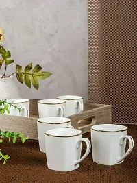 SONAKI Bone China Tea Cups/Coffee Mugs with Real Gold Line, Small , White -Set of 6-thumb1