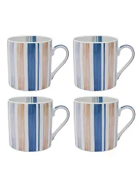 GOODHOMES Fine Bone China Tea Cups/Coffee Mugs with Stripes Print (Set of 4 Cups). (Made in India)-thumb1