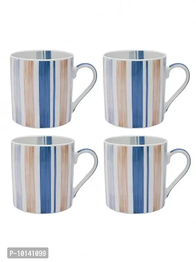 GOODHOMES Fine Bone China Tea Cups/Coffee Mugs with Stripes Print (Set of 4 Cups). (Made in India)-thumb2