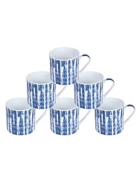 Goodhomes Indigo Abstract Design Fine Bone China Tea Cups/Coffee Mugs -Set of 6-thumb1