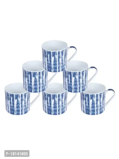 Goodhomes Indigo Abstract Design Fine Bone China Tea Cups/Coffee Mugs -Set of 6-thumb2