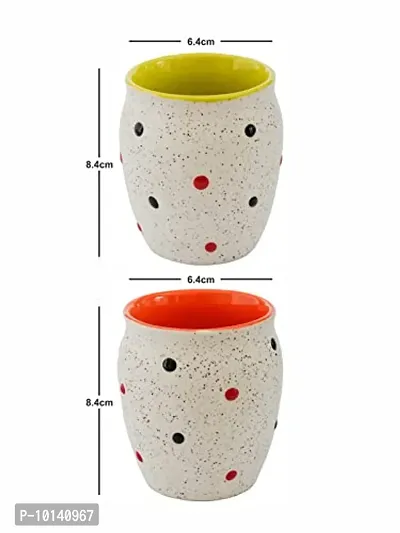 Roxx Stoneware Coffee Dotty Kulhar Set of 6 Pieces, 180 ML, ROXX-3458-thumb5