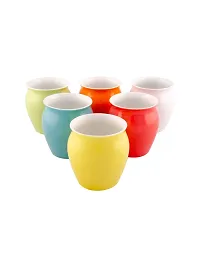 SONAKI Bone China Kulladh Set in Multi Colour (Set of 6 Pcs). (Made in India), White-thumb1