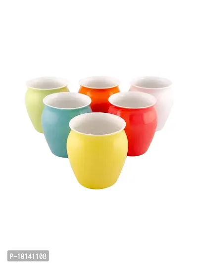 SONAKI Bone China Kulladh Set in Multi Colour (Set of 6 Pcs). (Made in India), White-thumb2