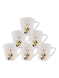 Bone China Tea Cups/Coffee Mugs with Real Gold Design (Set of 6 Mugs), (180 ML). (Made in India), White-thumb1