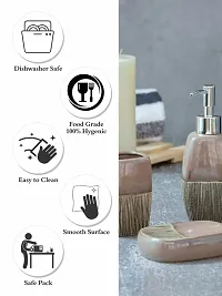 Goodhomes Ceramic Colorful Bathroom Set (Set of 1pc Each Soap Dispenser, Soap Dish, Tumbler & Toothbrush Holder), JY1322-BROWN-thumb3