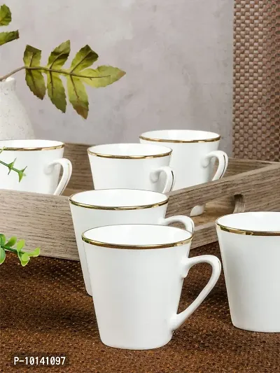 SONAKI Bone China Tea Cup - 6 Pieces, White, 130 ml