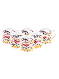 Goodhomes Bone China Tea Cups/Coffee Mugs with Colourful Design (Set of 6 Mugs). (Made in India)-thumb1