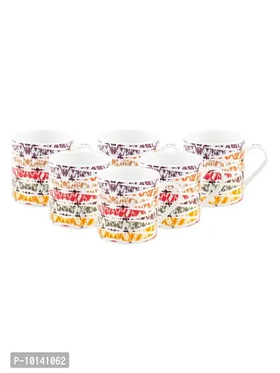 Goodhomes Bone China Tea Cups/Coffee Mugs with Colourful Design (Set of 6 Mugs). (Made in India)-thumb2