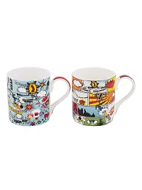 GOODHOMES Bang ! Bang ! Bone China Mug Set - Made in India (Multicolour) -4 Pieces-thumb3