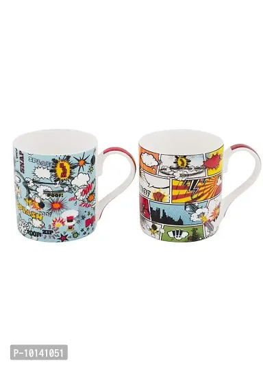 GOODHOMES Bang ! Bang ! Bone China Mug Set - Made in India (Multicolour) -4 Pieces-thumb4