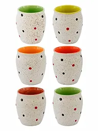 Roxx Stoneware Coffee Dotty Kulhar Set of 6 Pieces, 180 ML, ROXX-3458-thumb1