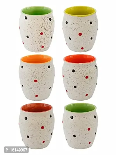 Roxx Stoneware Coffee Dotty Kulhar Set of 6 Pieces, 180 ML, ROXX-3458-thumb2