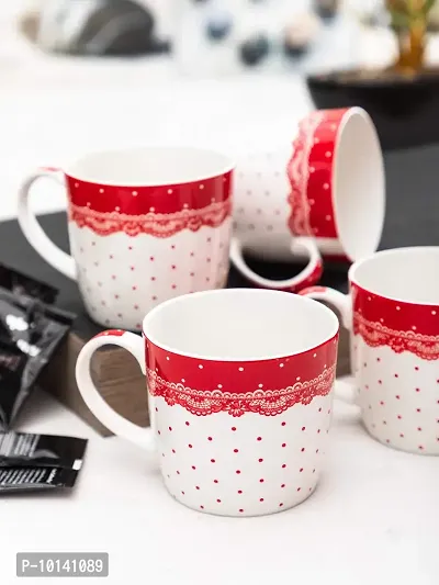 SONAKI Fine Bone China Tea Cups/Coffee Mugs (Set of 4 Pcs). (Made in India), White-thumb0