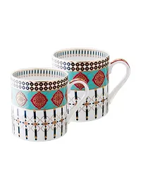 Goodhomes Bone China Mug Set with Real Gold Print (Set of 2 pcs). (Made in India)-thumb1