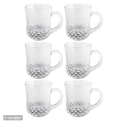 Goodhomes Crystal Transparent Glass Tea Cups Coffee Mugs Set of 6 Pieces 210ml-thumb0