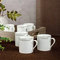 SONAKI Bone China Tea Cups/Coffee Mugs with Real Gold Line (White) -140 ml -Set of 6 Mugs (SMI-S-H001-GL)-thumb2