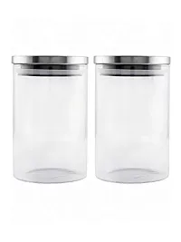 Goodhomes Borosilicate Glass Airtight Jar with Metal Lid (Transparent) -Set of 2pcs-thumb3