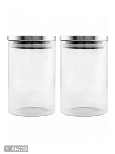 Goodhomes Borosilicate Glass Airtight Jar with Metal Lid (Transparent) -Set of 2pcs-thumb4