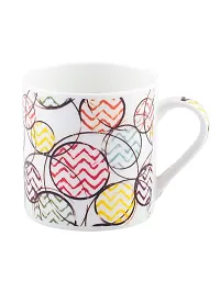 Bone China Tea Cups/Coffee Mugs with Geometric Design (Set of 6 Mugs). (Made in India)-thumb1