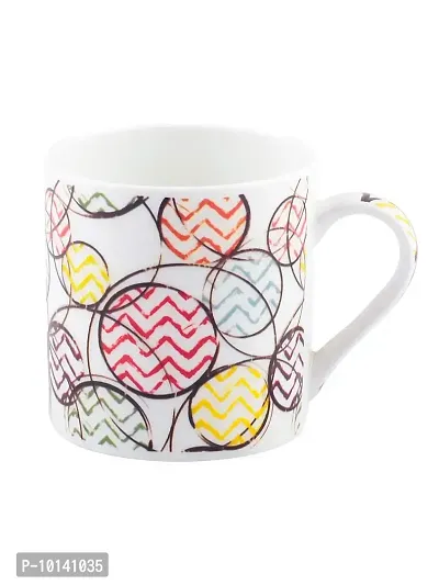 Bone China Tea Cups/Coffee Mugs with Geometric Design (Set of 6 Mugs). (Made in India)-thumb2