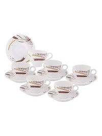 SONAKI Bone China Cup and Saucer Set - Set of 12, White, 160ml-thumb3