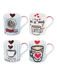 GOODHOMES Bone China Mug - 4 Pieces, Multicolour, 270 ml-thumb1